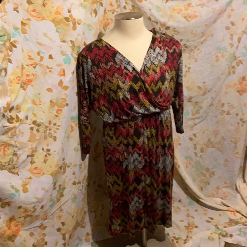Print faux wrap dress NWT